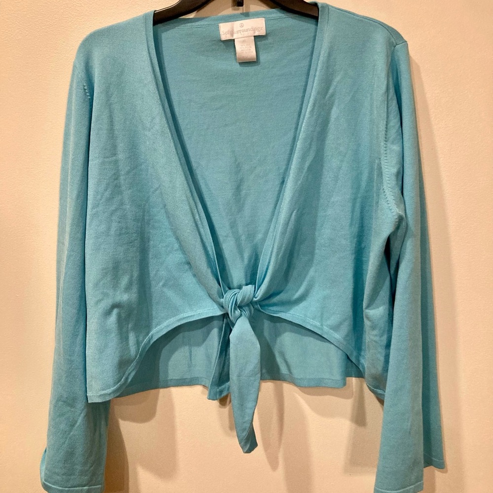 Soft Surroundings Silk Blend Tie-Front Cardigan Size XL